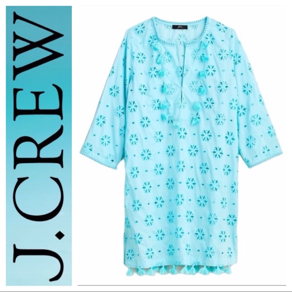 NWT J. Crew Eyelet Pom-Pom Tunic Cover-Up